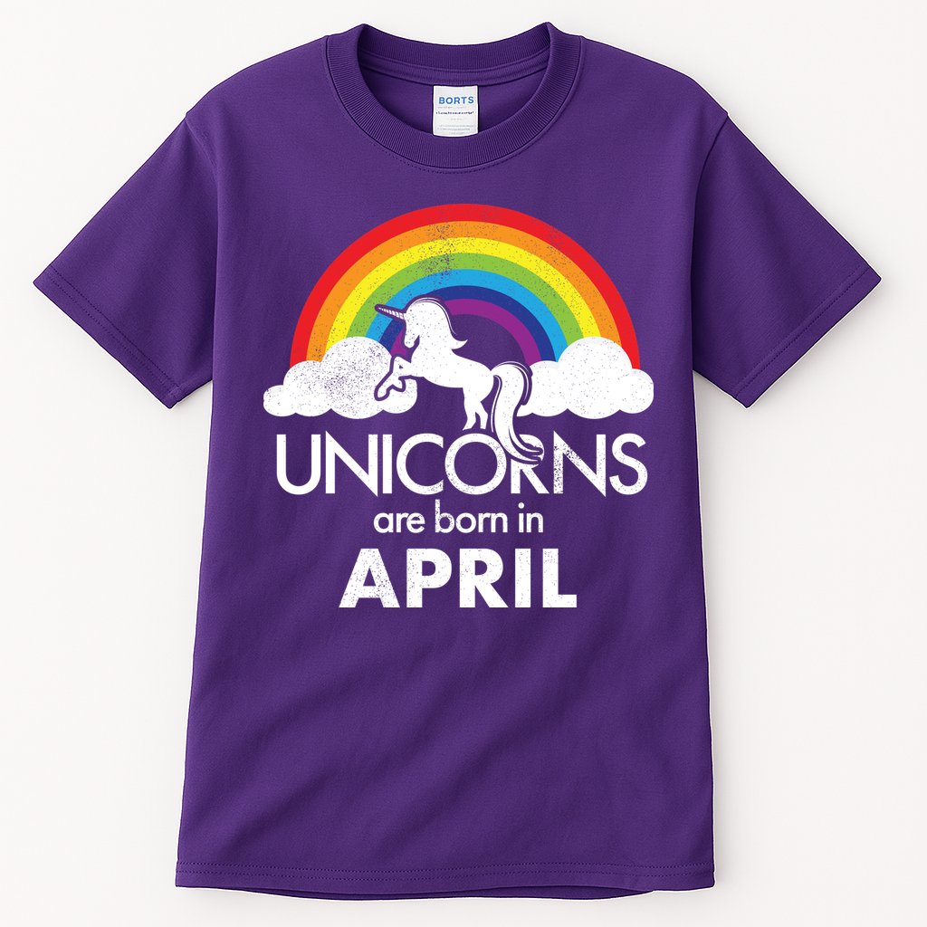 Unicorns Are Born In April Tall T-Shirt
