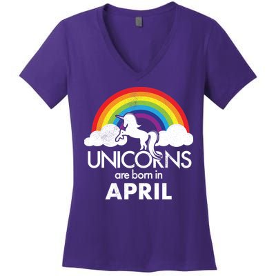 Unicorns Are Born In April Women's V-Neck T-Shirt