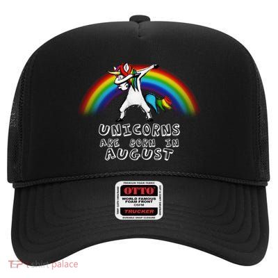 Unicorns are Born in August Birthday High Crown Mesh Back Trucker Hat