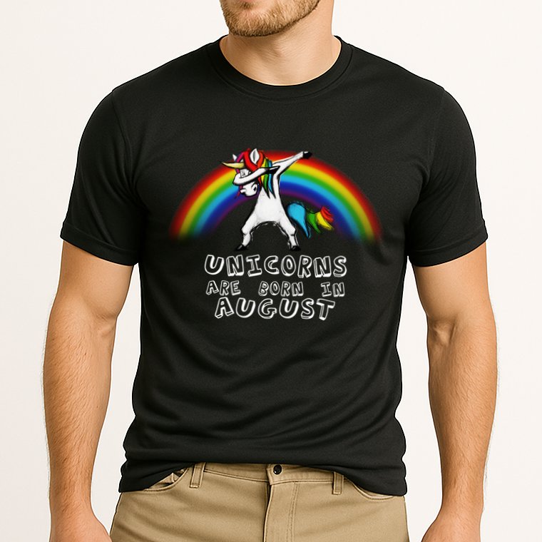 Unicorns are Born in August Birthday Cooling Performance Crew T-Shirt