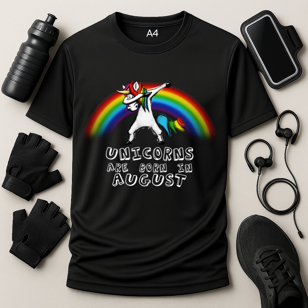Unicorns are Born in August Birthday Cooling Performance Crew T-Shirt