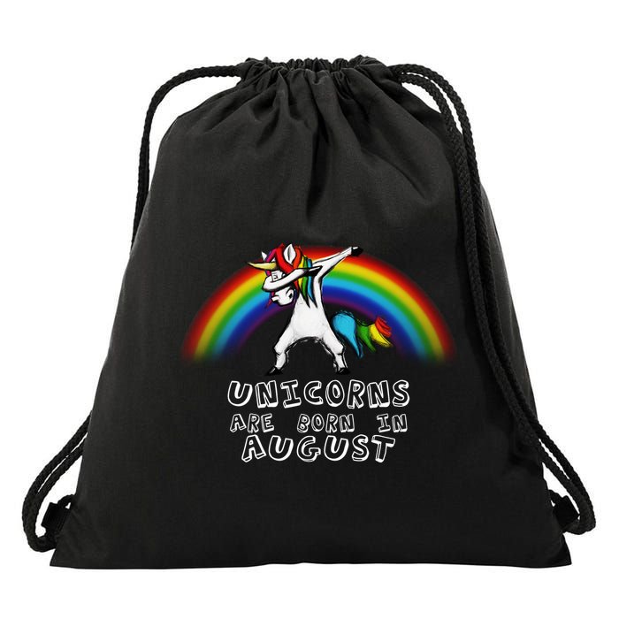 Unicorns are Born in August Birthday Drawstring Bag