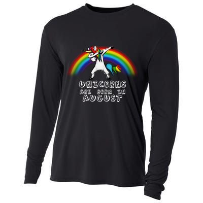 Unicorns are Born in August Birthday Cooling Performance Long Sleeve Crew