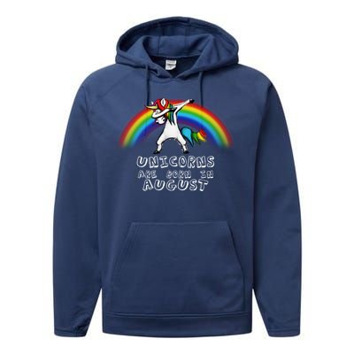 Unicorns are Born in August Birthday Performance Fleece Hoodie