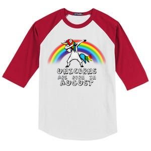 Unicorns are Born in August Birthday Kids Colorblock Raglan Jersey