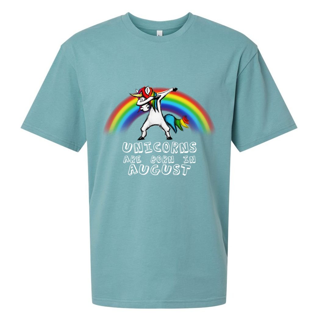 Unicorns are Born in August Birthday Sueded Cloud Jersey T-Shirt