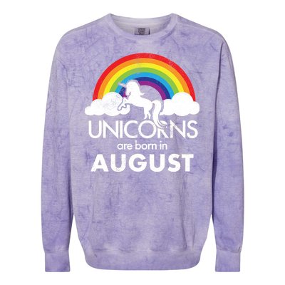 Unicorns Are Born In August Rainbow Retro Colorblast Crewneck Sweatshirt