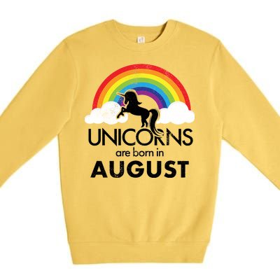 Unicorns Are Born In August Rainbow Retro Premium Crewneck Sweatshirt