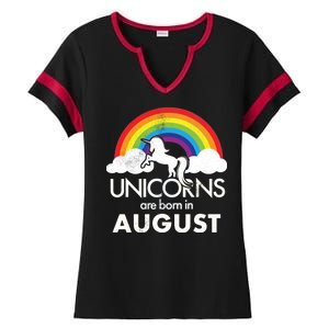 Unicorns Are Born In August Rainbow Retro Ladies Halftime Notch Neck Tee