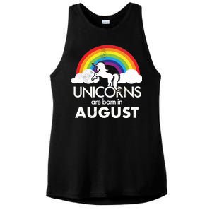 Unicorns Are Born In August Rainbow Retro Ladies PosiCharge Tri-Blend Wicking Tank