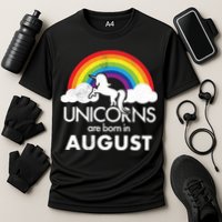 Unicorns Are Born In August Rainbow Retro Performance Shirt