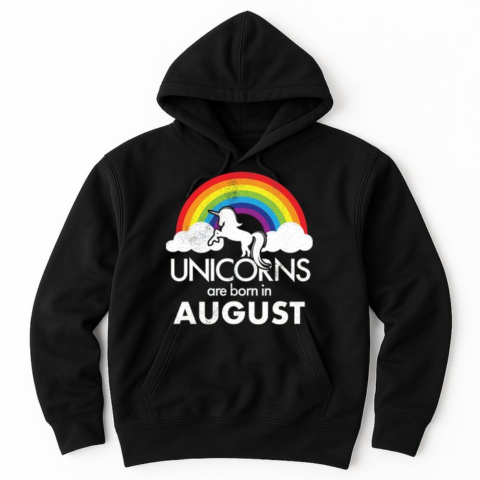 Unicorns Are Born In August Rainbow Retro Hoodie