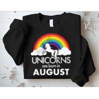 Unicorns Are Born In August Rainbow Retro Sweatshirt