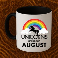 Unicorns Are Born In August Rainbow Retro Mug