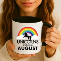 Unicorns Are Born In August Rainbow Retro Mug