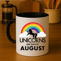 Unicorns Are Born In August Rainbow Retro Mug