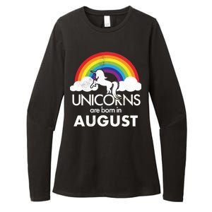 Unicorns Are Born In August Rainbow Retro Womens CVC Long Sleeve Shirt