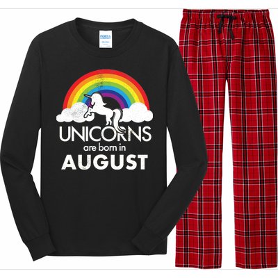 Unicorns Are Born In August Rainbow Retro Long Sleeve Pajama Set