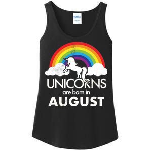 Unicorns Are Born In August Rainbow Retro Ladies Essential Tank