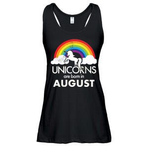 Unicorns Are Born In August Rainbow Retro Ladies Essential Flowy Tank