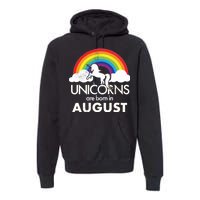 Unicorns Are Born In August Rainbow Retro Premium Hoodie