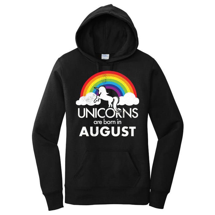 Unicorns Are Born In August Rainbow Retro Women's Pullover Hoodie