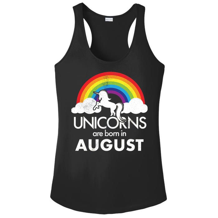 Unicorns Are Born In August Rainbow Retro Ladies PosiCharge Competitor Racerback Tank