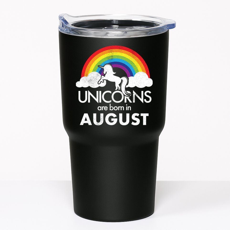 Unicorns Are Born In August Rainbow Retro Tumbler