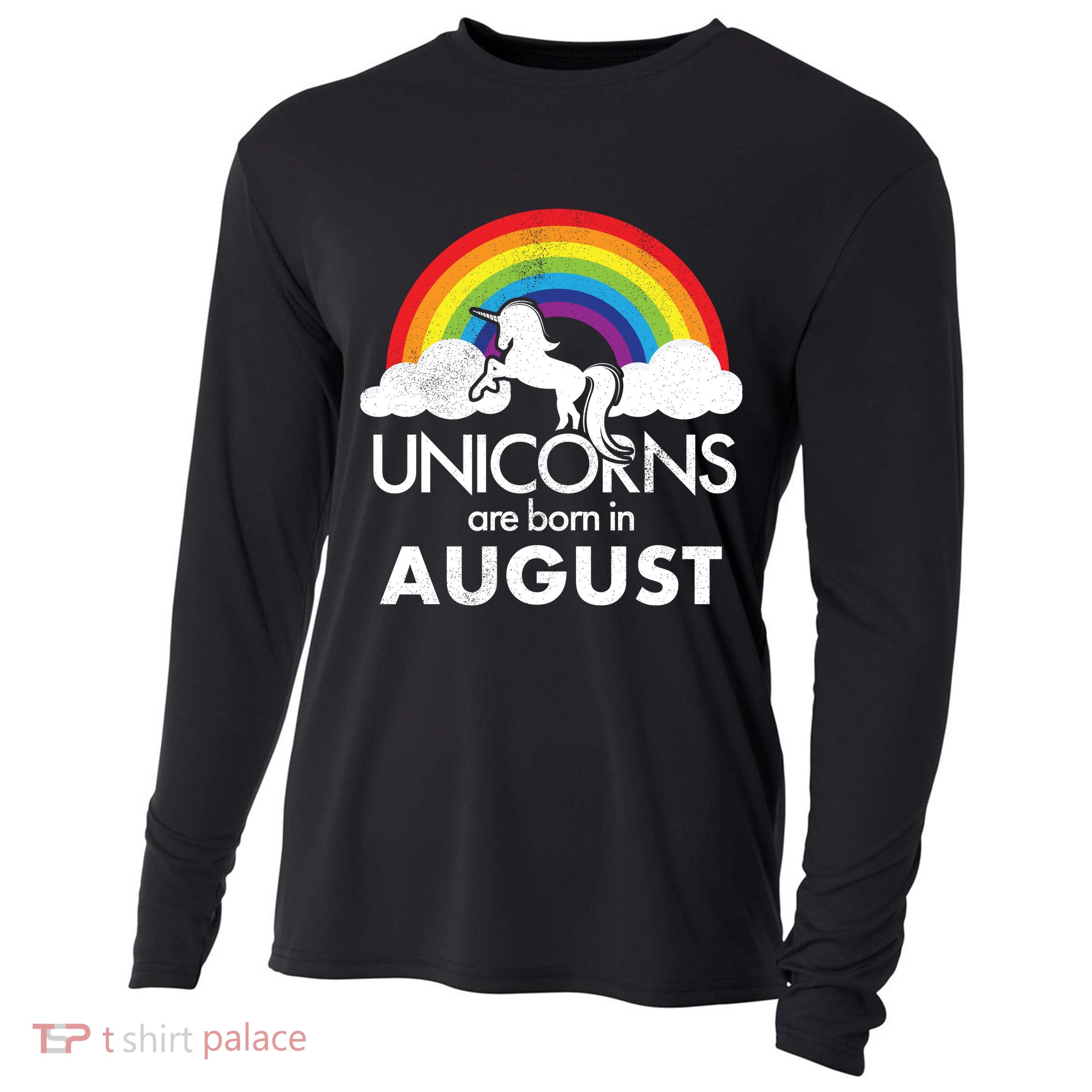 Unicorns Are Born In August Rainbow Retro Cooling Performance Long Sleeve Crew