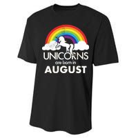 Unicorns Are Born In August Rainbow Retro Performance Sprint T-Shirt