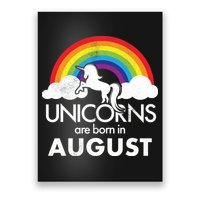 Unicorns Are Born In August Rainbow Retro Poster