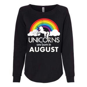 Unicorns Are Born In August Rainbow Retro Womens California Wash Sweatshirt