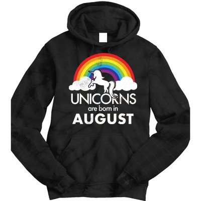 Unicorns Are Born In August Rainbow Retro Tie Dye Hoodie