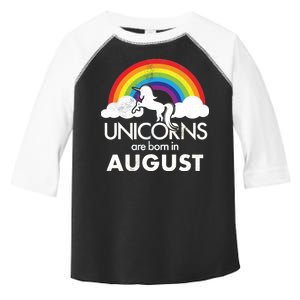 Unicorns Are Born In August Rainbow Retro Toddler Fine Jersey T-Shirt