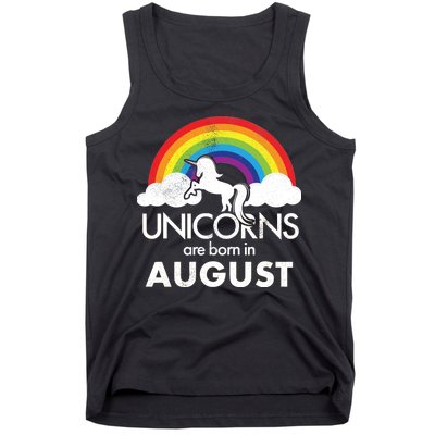 Unicorns Are Born In August Rainbow Retro Tank Top