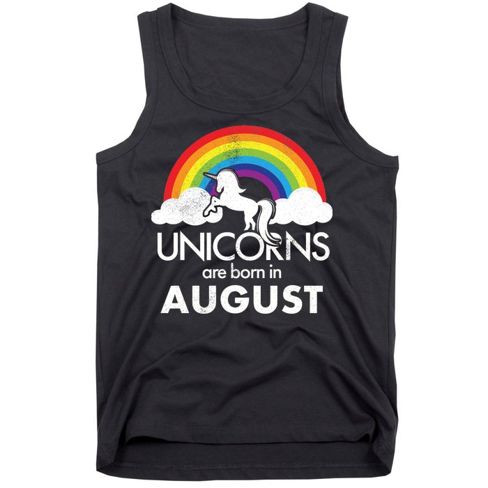 Unicorns Are Born In August Rainbow Retro Tank Top