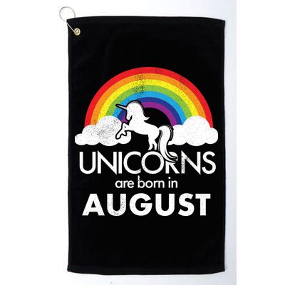Unicorns Are Born In August Rainbow Retro Golf Towel