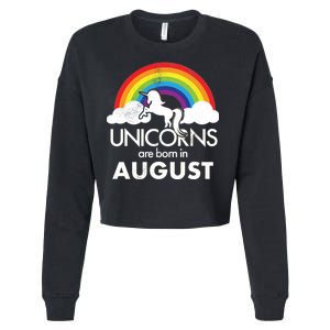 Unicorns Are Born In August Rainbow Retro Cropped Pullover Crew