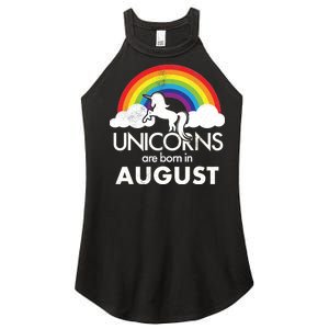 Unicorns Are Born In August Rainbow Retro Women's Perfect Tri Rocker Tank