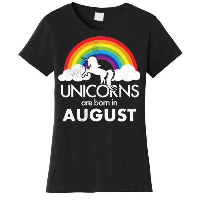 Unicorns Are Born In August Rainbow Retro Women's T-Shirt