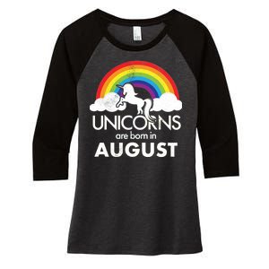 Unicorns Are Born In August Rainbow Retro Women's Tri-Blend 3/4-Sleeve Raglan Shirt