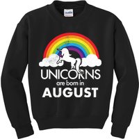 Unicorns Are Born In August Rainbow Retro Kids Sweatshirt
