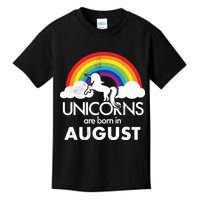 Unicorns Are Born In August Rainbow Retro Kids T-Shirt
