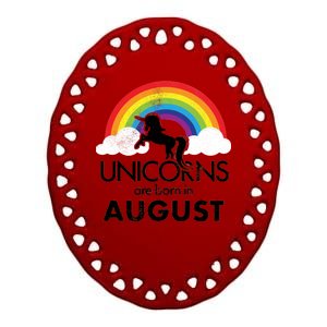 Unicorns Are Born In August Rainbow Retro Ceramic Oval Ornament