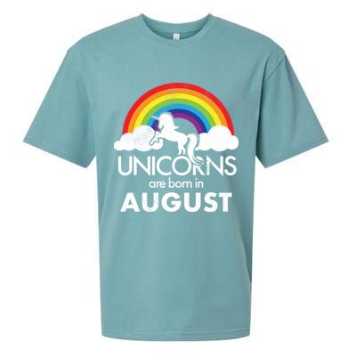 Unicorns Are Born In August Rainbow Retro Sueded Cloud Jersey T-Shirt