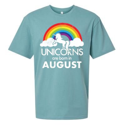 Unicorns Are Born In August Rainbow Retro Sueded Cloud Jersey T-Shirt