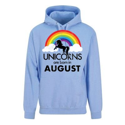 Unicorns Are Born In August Rainbow Retro Unisex Surf Hoodie