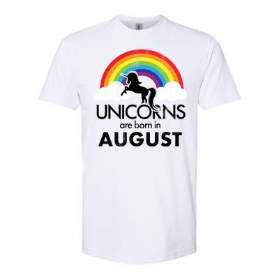 Unicorns Are Born In August Rainbow Retro Softstyle CVC T-Shirt