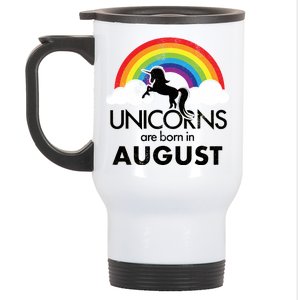 Unicorns Are Born In August Rainbow Retro Stainless Steel Travel Mug