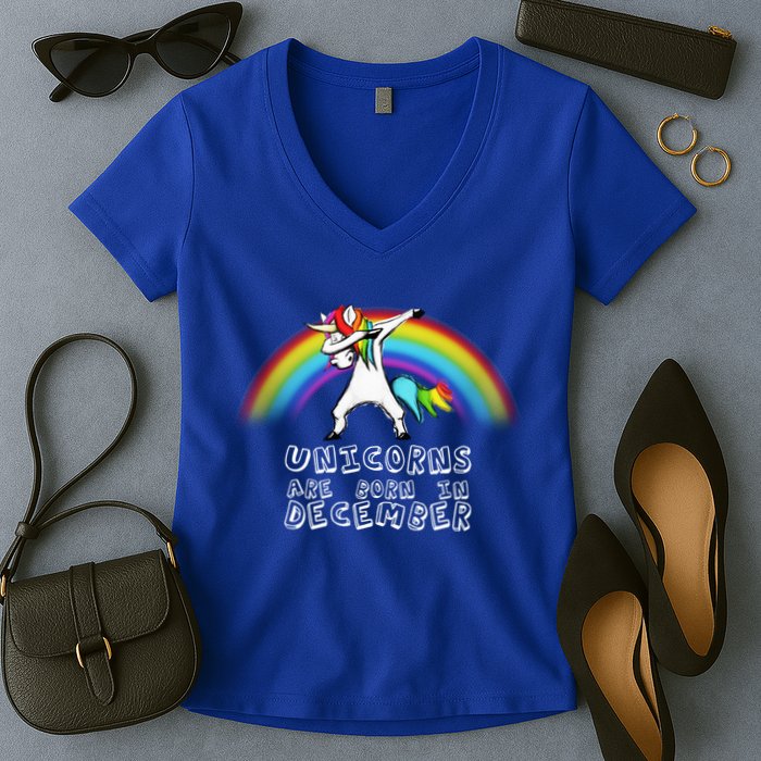 Unicorns Are Born In December Women's V-Neck T-Shirt
